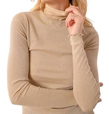 Molly Bracken Shimmer Turtleneck Top Size XL