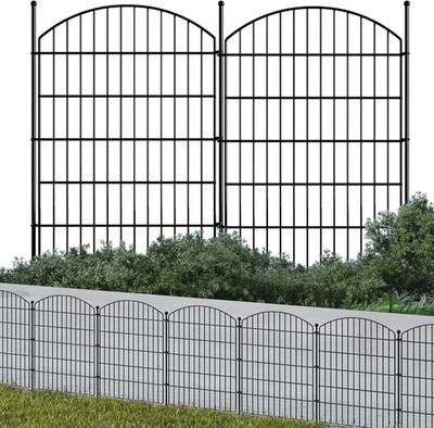 No Dig Metal Garden Fence Panels 10 Pack - Rustproof Animal Barrier 32'' H
