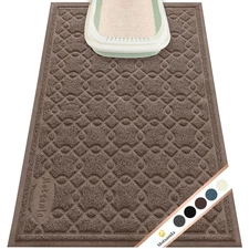 Motsamla Cat Litter Box Mat, 35" x 24" Large 1 Count (Pack of 1), L-brown 