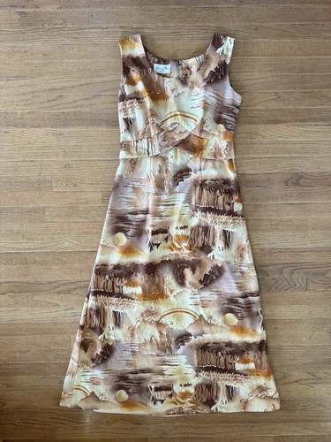 Vintage Hawaii Nei Dress Womens M/L Maxi Rainbow Island Sun Palm Tree 70s Hippie - Picture 5 of 14