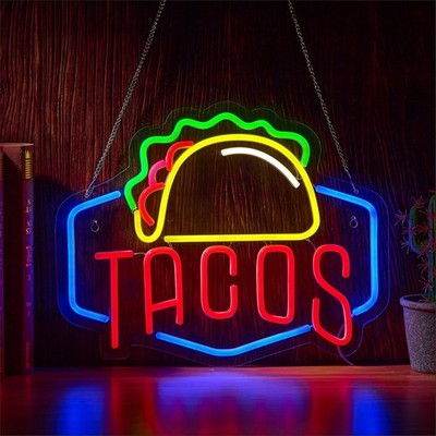 Taco Neon Sign LED Wall Decor for Restaurant Bar Kitchen Party USB Powered Gifts