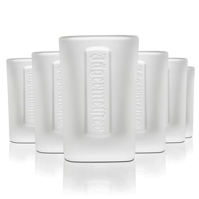 6x Jägermeister Glas 2cl Frosted Shot Kurze Stamper Schnaps Gläser Kontur Relief