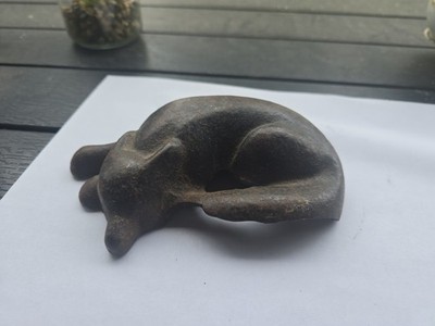 Vtg sleeping fox castiron door stop