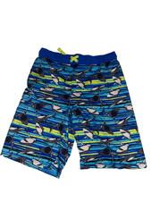 Boys Shark Swim Trunks Size L 10-12 Wonder Nation Blue Elastic Waist