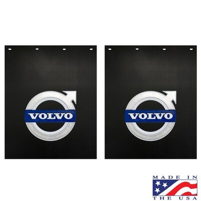 VOLVO RUBBER Mud Flaps Poly-Rubber  24  X 30  SEMI TRUCK VOLVO Logo (pair) Black