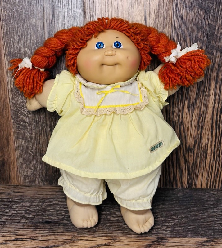 Cabbage Patch Kids Doll “Fritzi Karina” w/Red Hair Blue Eyes Yellow Dress 1985!