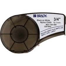 Brady BMP21 Mobile Printer Wire  Cable Labels, 3/4" x 16', Black/White, 1/Roll