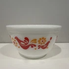 Pyrex 401 Friendship 1.5 Pint Mixing Bowl Red Orange Birds ~ Nice!