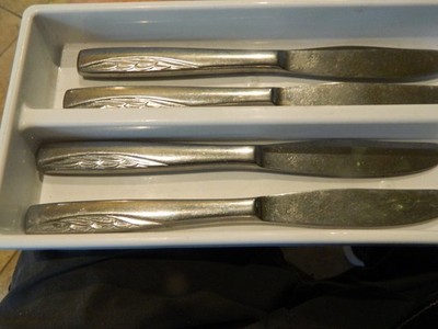 *Vtg MWCO Montgomery Ward Autumn Wheat Stainless Flatware 4 DINNER KNIVES- MCM