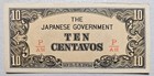 Philippines Japanese Invasion Money 10 Cents 1940's P/AH Block