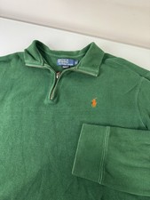 Mens Polo Ralph Lauren Green 1/4 Quarter Zip Pullover Sweater Size XL Pony Logo