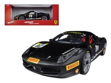 Hotwheels BCT90 1/18 Ferrari 458 Challenge Matt Black #12 Diecast Car