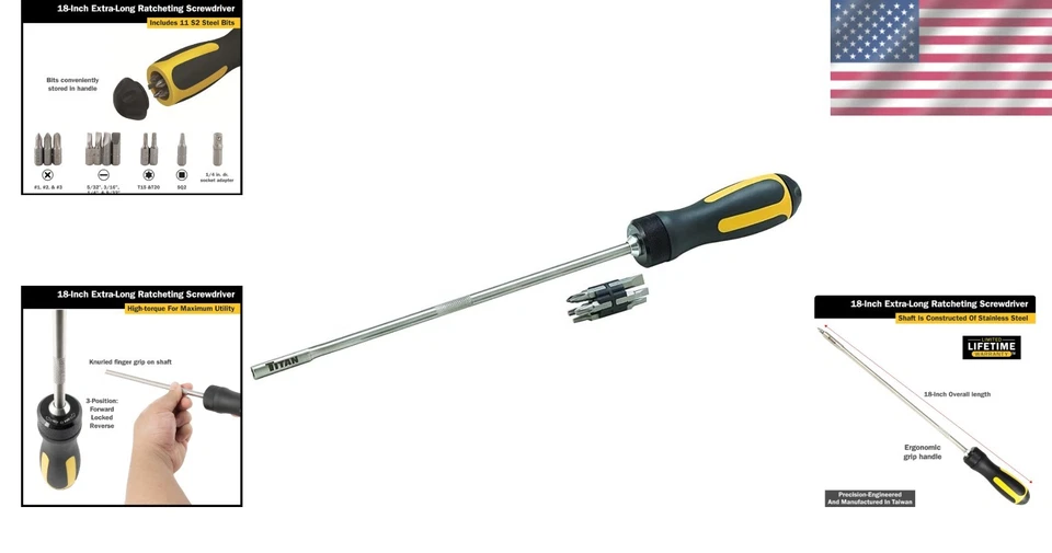 Professional 12-Piece High-Torque Screwdriver with Magnetic Tip - 18-Inch Tool - Image 2 of 4