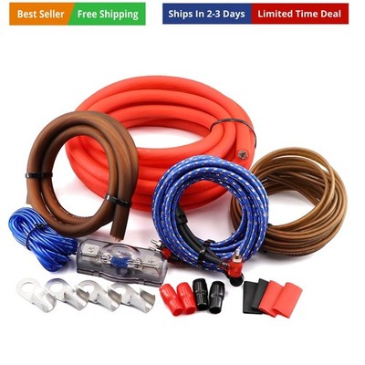 0 Gauge CCA Amplifier Wiring Kit 3000W Complete - Copper Clad Aluminum Car Au...