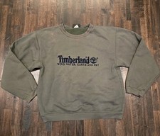 Vintage Timberland Sweatshirt Mens L Green Crewneck Embroidered Wind Water Earth