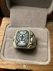 Vintage Antique Intaglio Silver Signet Ring Agate Sardonyx Sz 7 Pinkie Heraldic