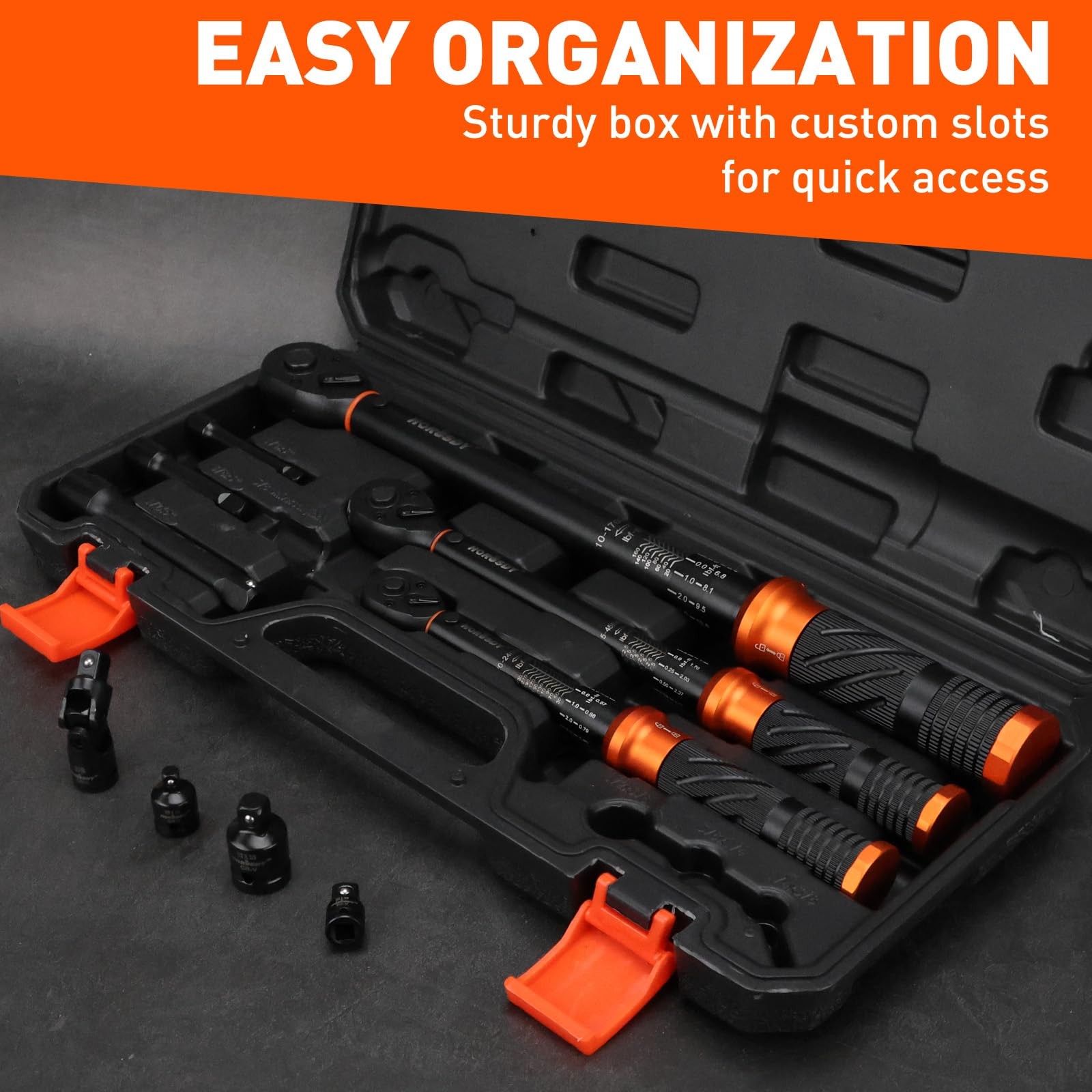 3Pack Torque Wrench Set 1/4", 3/8", 1/2" Drive Click Extra with Extension Bars