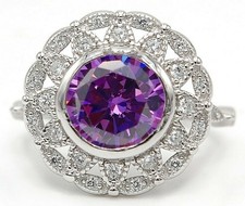 5CT Amethyst  Topaz 925 Solid Sterling Silver Ring Sz 6 UB4-1