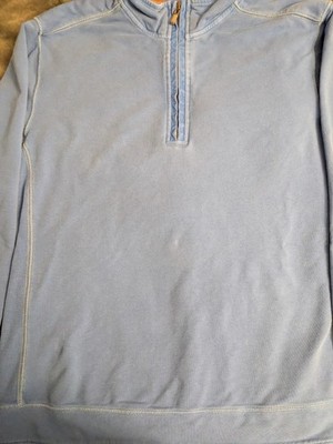 Tommy Bahama Jeans Men s XL Blue Quarter Zip Pullover Sweatshirt Cotton Blend