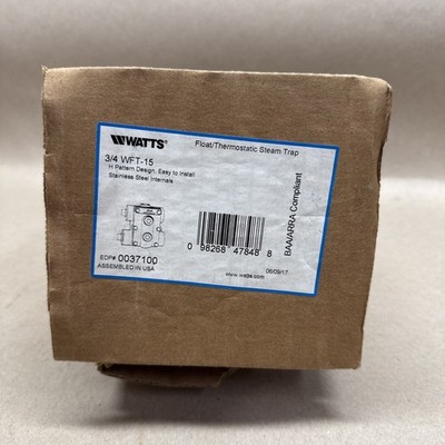 Watts 0037100 3/4 WFT-15 Float & Thermostatic Steam Trap .218 Orifice 15PSI