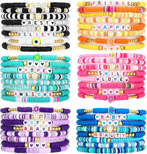 Friendship Bracelets Heishi Surfer Clay Bead Bracelets Set Stackable Beaded Prep