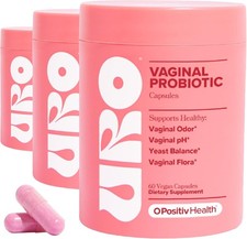 3 PACK URO O Positiv Vaginal Probiotics for Women pH Balance w/ Prebiotic 180
