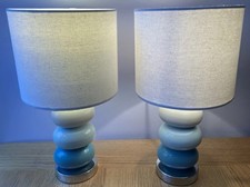 Pair of Esme Duck Egg Pebble Design Table Lamps