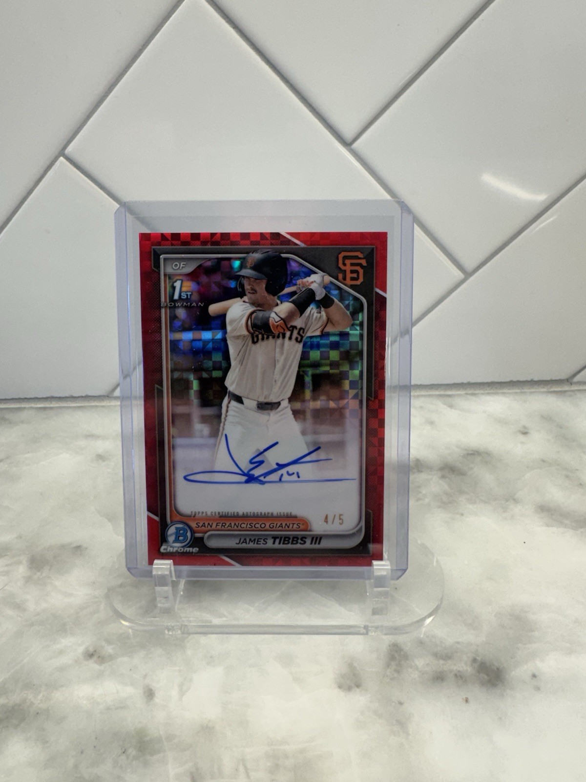 2024 Bowman Draft JAMES TIBBS III RED X-Fractor Chrome Prospect 1st Auto # 4/5