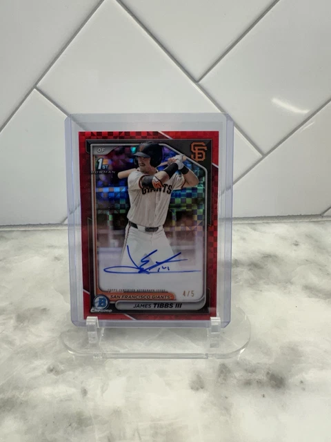 2024 Bowman Draft James Tibbs III Red X-Fractor Chrome Prospect 1st Auto # 4/5