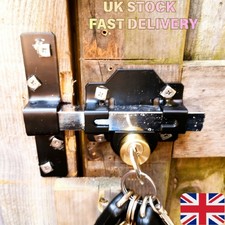 🔥70mm Double Long Throw Gate Lock 5 Keys Garden Driveway Locking Both Sides