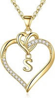 Halskette Herz Zirkonia AnhäNger 14K Gold Silber Vergoldet Damen Geschenk