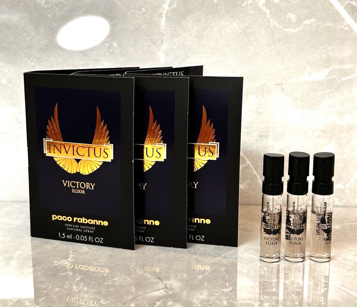Paco Rabanne Invictus Victory Elixir perfum Intense Sample 0.05 Fl.Oz /1.5ml X 3