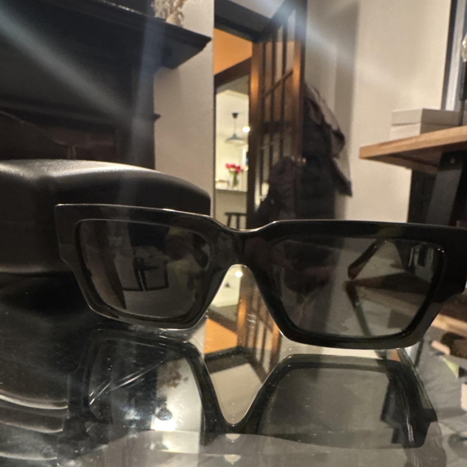 Versace Square Sunglasses Black Plastic Men's Gray Tinted Designer Medallion thumbnail 4