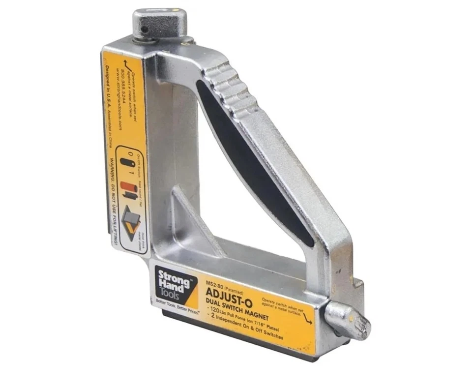 STRONG HAND TOOLS Tools Adjus-0 90° Dual Switch Magnetic Fabrication Square On/off Switches Max. P
