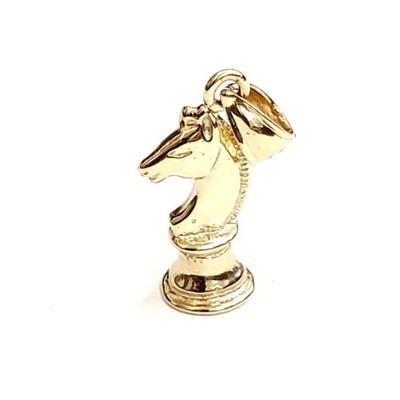 14k Gelbgold winzig 3D Pferd Schachfigur Anhänger Charm Geschenk feiner Schmuck 2g