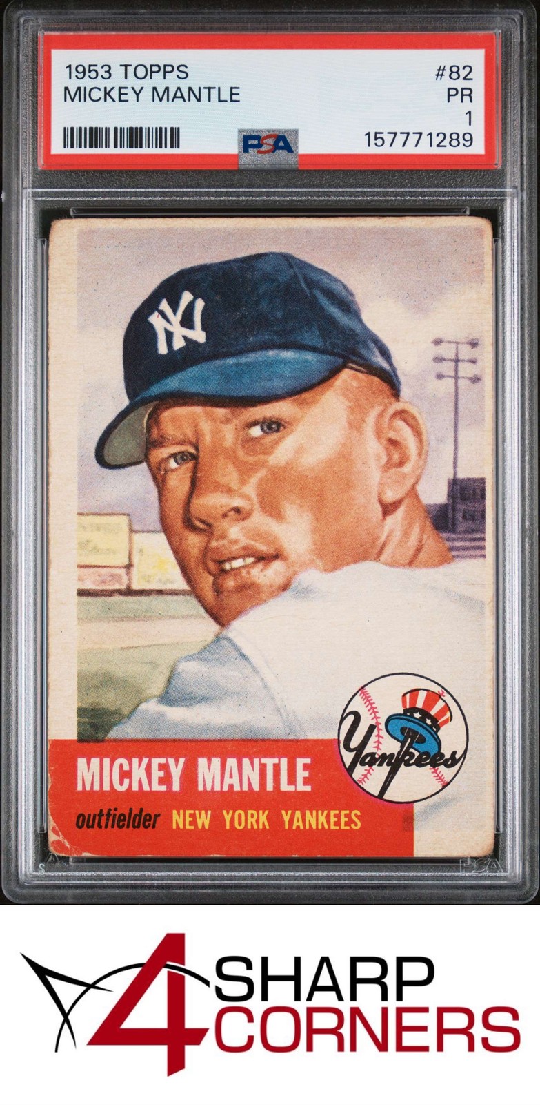 1953 TOPPS #82 MICKEY MANTLE YANKEES HOF PSA 1