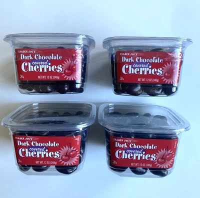 4 PACK TRADER JOE'S DARK CHOCOLATE COVERED CHERRIES 12 OZ Each X 4
