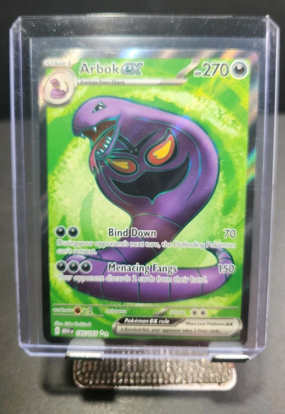 Pokémon TCG Arbok EX Ultra Rare Holo Card 185/165 Full Art Scarlet & Violet 151