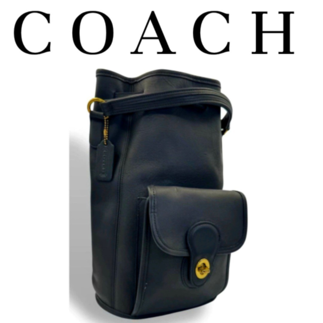 Vintage Coach 9992 Black Leather USA Backpack Slingpack Daypack