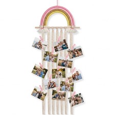 Rainbow Tassels Hanging Photo Display Wall Decor Pink Macrame Wall Hanging Bo...