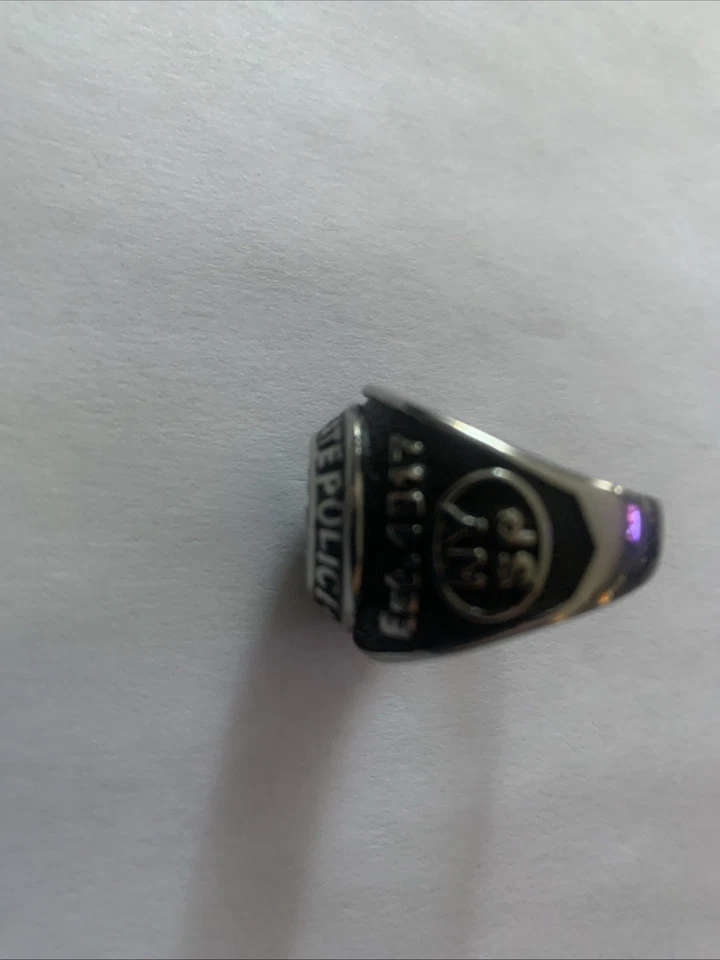 Anillo NYSP 100 Aniversario Plata Acero Policía del Estado de Nueva York Centenario Talla 9-14 Foto 3 de 4