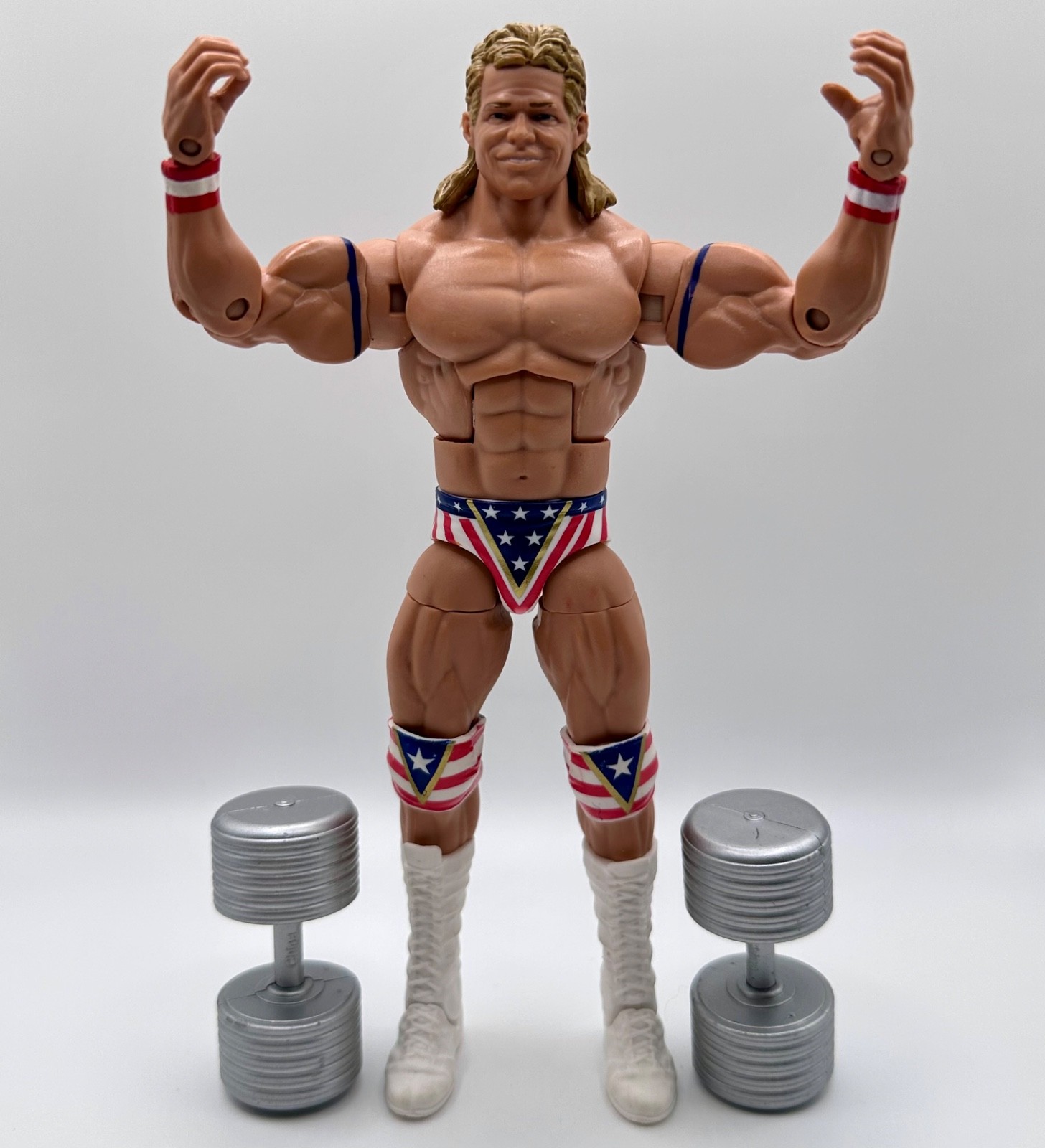 WWE MATTEL ELITE SERIES 30 LEX LUGER WRESTLING FIGURE W/ DUMBBELLS WWF USA WCW
