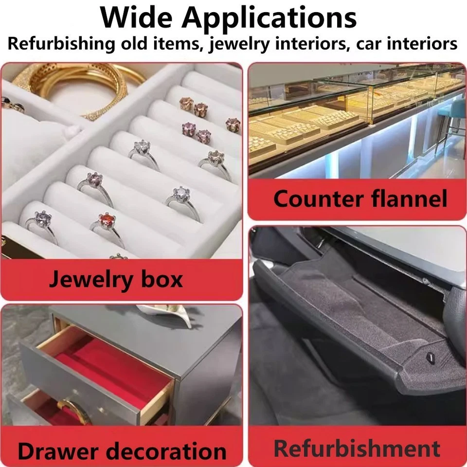 10Pc 8"x12" Self Adhesive Velvet Fabric Sticky Felt Drawer Liner for Jewelry Box - Image 3 of 4