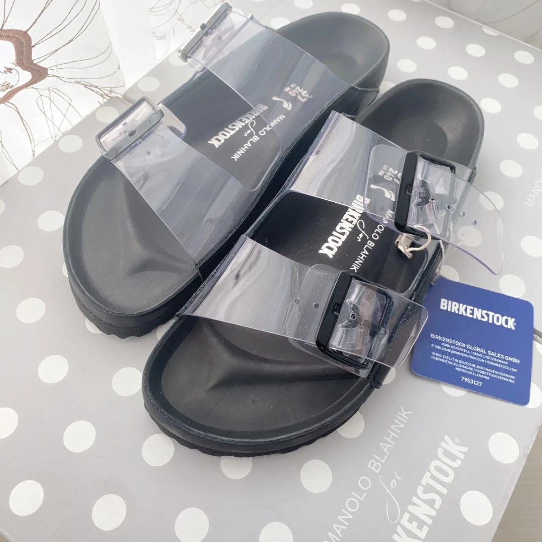 MBT Rari sandali Manolo Blahnik x Birkenstock Arizona in PVC nero taglia 37 US 7 nuovi