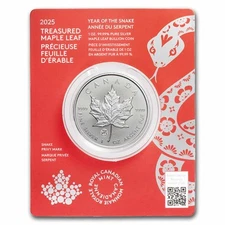 2025 RCM $5 1 oz Silver Treasured Maple Leaf Year of the Snake