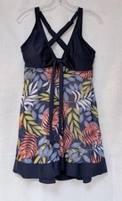 Two piece blue tankini top,boxer shorts swimsuit.Multicolor floral printed.Sz XL