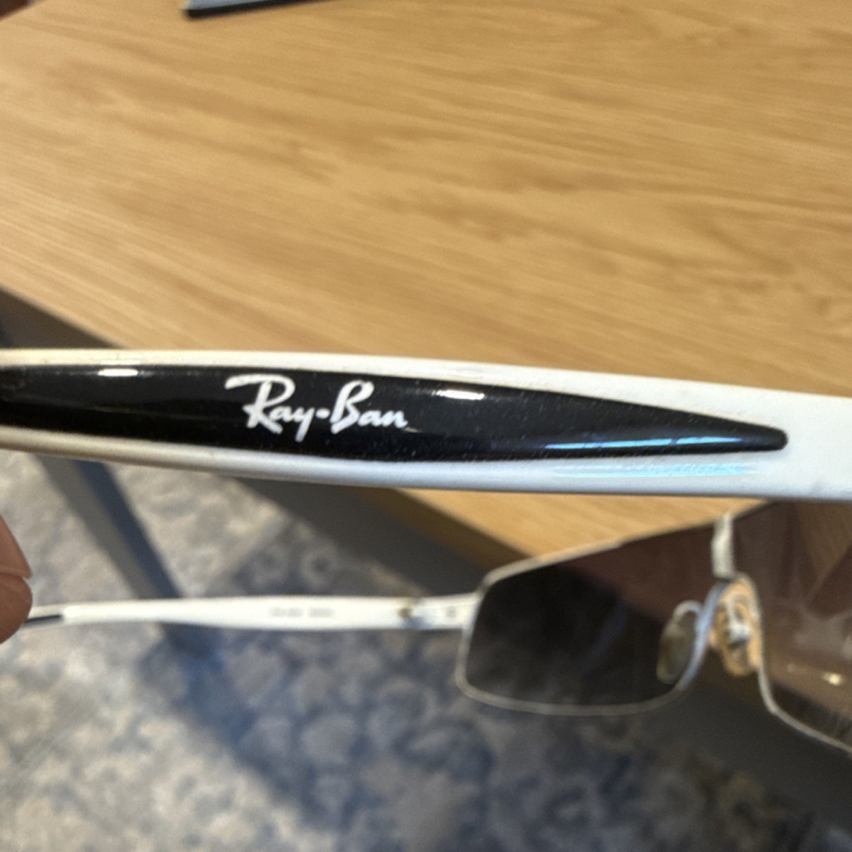 Ray-Ban RB 3243 Shield White Metal Men's Sunglasses Gray Gradient