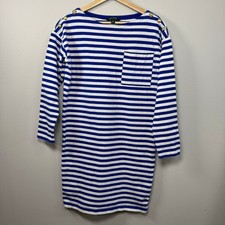 Ralph Lauren Women's Dress Medium Blue White Striped Nautical Preppy Old Money 