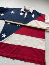 Vintage Britches Great Outdoors Rugby Shirt Mens American Flag Polo Long Sleeve