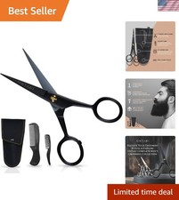 Chic 5-Inch Mustache Scissors and Comb Set - German Steel Precision Kit